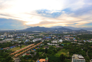 View of countryside with nice sky background, from eastern Thailand.
