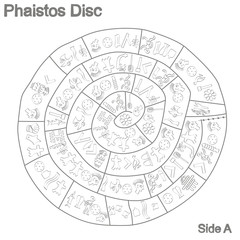 monochrome vector illustration with Phaistos disc for your design