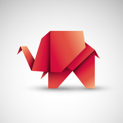 słoń origami wektor - obrazy, fototapety, plakaty