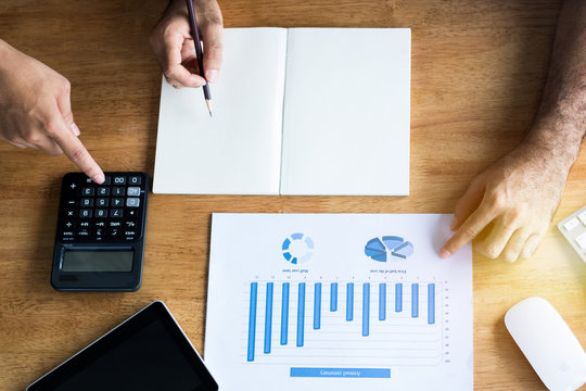 Business people brainstoming and planning teamwork concept, Accountance helping parthner analyzing about finance of profit and loss..