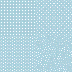 Blue pattern of multiples dots. Set collection with polka dot backgrounds.