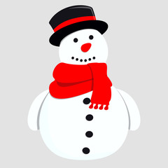 Cute Snowman. Vector Illustration for Greeting Card