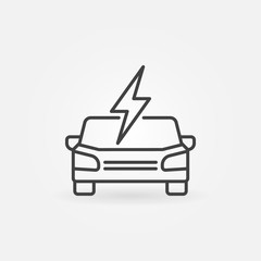 Electric car front view icon in thin line style