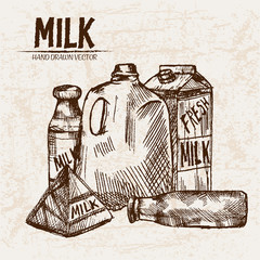 Digital vector detailed line art milk