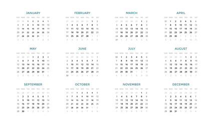 Calendar infographic, table chart, presentation chart. Business period concept. Task manager. Week, month. 2019 year. Time management. Organizer date diary. First day Sunday.