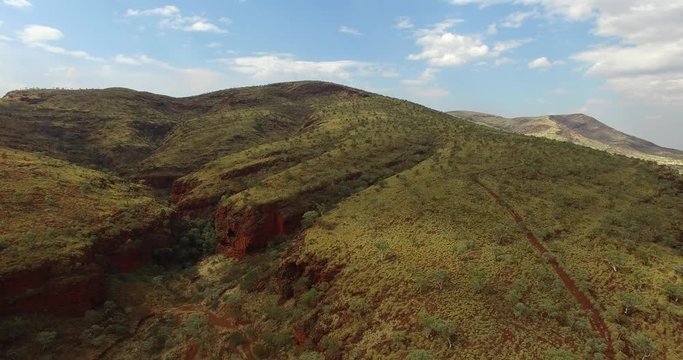 Aerial views of Mount Robinson near the Karijini National Park in the Pilbara Region of Western Australia