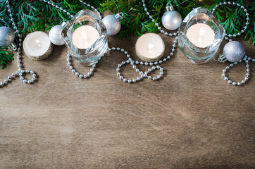Christmas decoration on wooden background