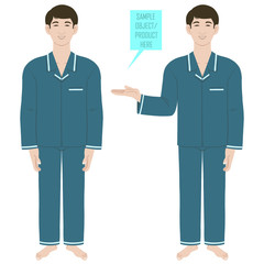 Obraz na płótnie Canvas Asian man in nightwear pajama suit