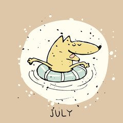Calendar Funny dog, July