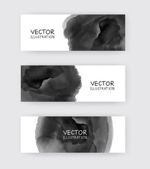 Black white banners set with abstract black ink wash painting