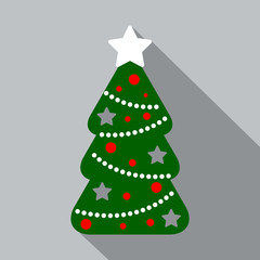 Flat icon with shadow Christmas tree