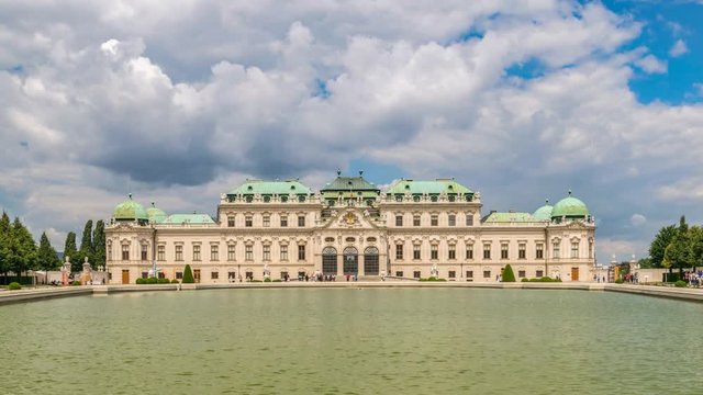 Vienna skyline timelapse at Belvedere Palace, Vienna, Austria 4K Time lapse
