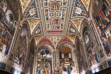 Fototapeta na wymiar The Piccolomini library, Siena cathedral, Siena, Italy