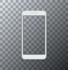 Poster Vector modern smartphone with empty screen on transparent background. © MrP