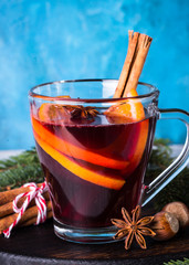 Mulled wine in glass