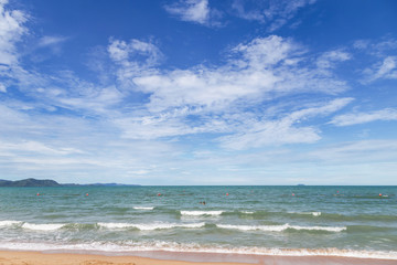 View of Jomtien beach or Chom thian beach, pattaya , Chon Buri in thailand on sunny day  