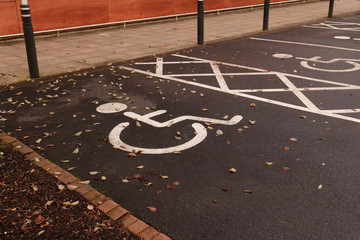 Parking space for disabled person. Disabled parking marker.
