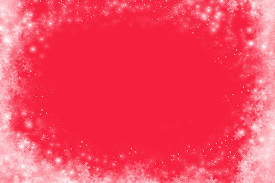 Red background with snowflakes with free space