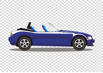 Foto op Aluminium Blue modern cartoon colored cabriolet car isolated on transparent background. Sport car without roof vector illustration. Clip art.  © Ekaterina