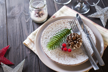 Table served for Christmas dinner