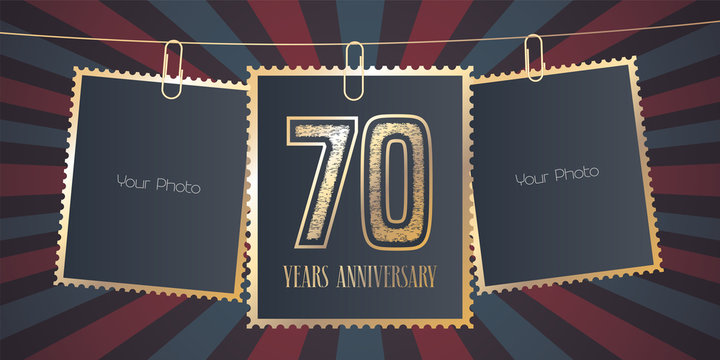 70 years anniversary vector emblem, logo