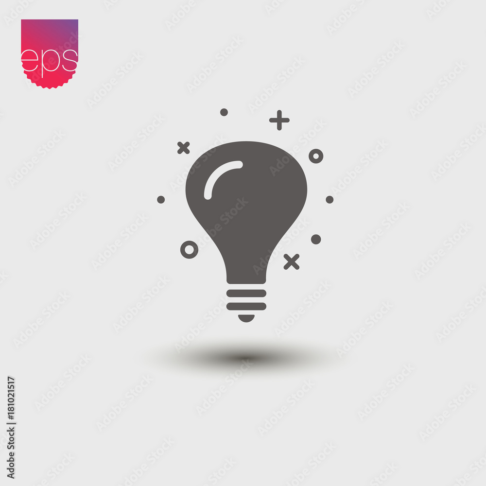 Poster Lightbulb simple Vector Icon. Vector emblem isolated on grey background
