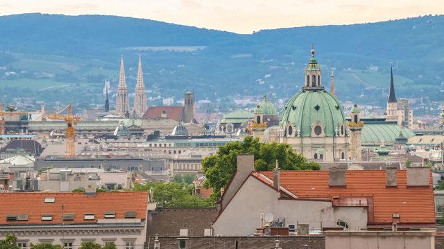 Vienna city skyline raining day to night timelapse, Vienna, Austria 4K Time lapse