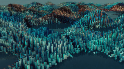3d rendering. Abstract topography and colors