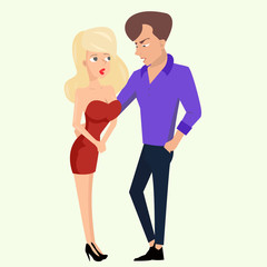 macho with blonde girl vector illustration