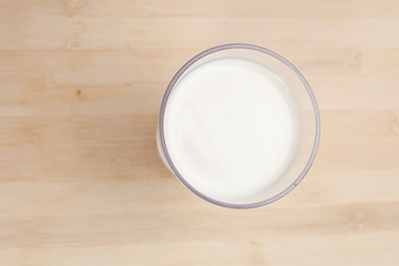 glass of milk.flat lay view on wooden background