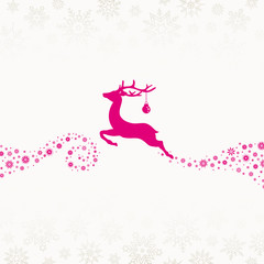 Flying Reindeer, Christmas Ball & Stars Beige/Pink