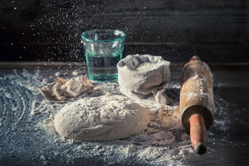 Preparation for baking traditionally and delicious dough for pizza