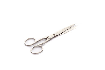Silver Scissors on white background