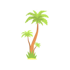 Obraz premium Green palm tree cartoon vector illustration