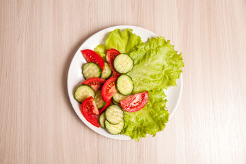 vegetarian salad of tomato and cucumber