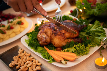 Cutting chicken