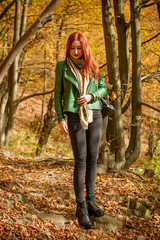 Gorgeous sexy young lady walk at nature park. Woman wearing casual nice style. Sweet women with fashionable figure rest on the mountains, harmony mood