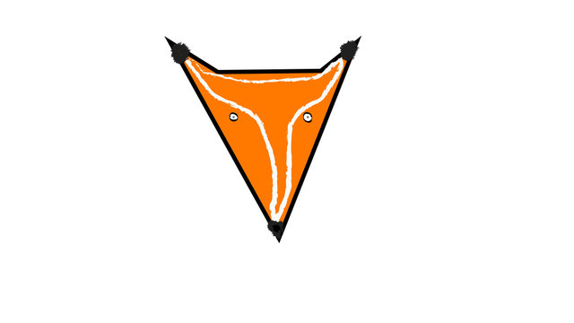 fluffy ears. orange, black and white vector fox