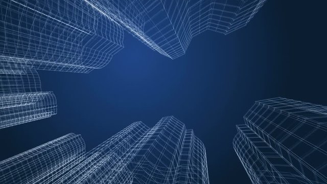City buildings project. 3d wireframe.