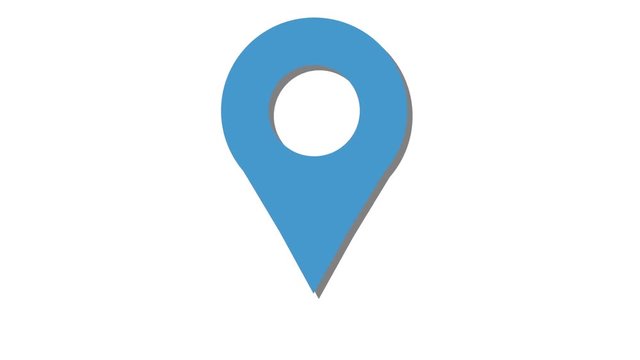 Map marker icon loop blue with shadow