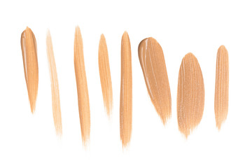smeared foundation natural make up on white background