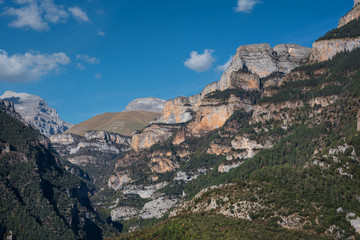 Mountain landscape in Ordesa National park, Pyrenees, Huesca Spain.