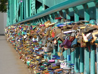 Padlock of love on the bridge
