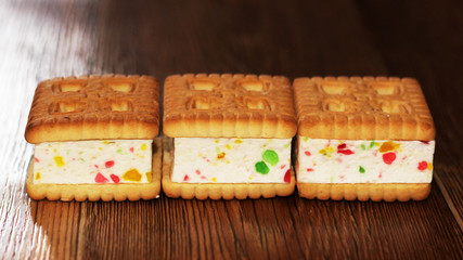 Sandwich cookies with jelly, food