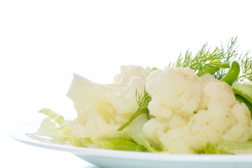 cauliflower with salad leaves