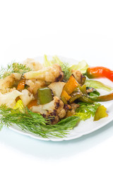 warm salad with cauliflower and sweet pepper