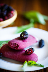 Sweet ice cream of black mulberry