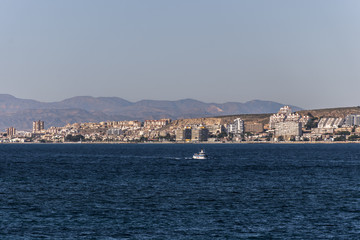 Fototapeta na wymiar View of Santa Pola from the island of Tabarca