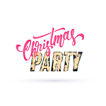 Christmas Party vector lettering, stylized text.