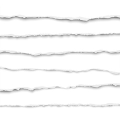 Oblong layers of torn white paper fragments placed one over another. Vector illustration.